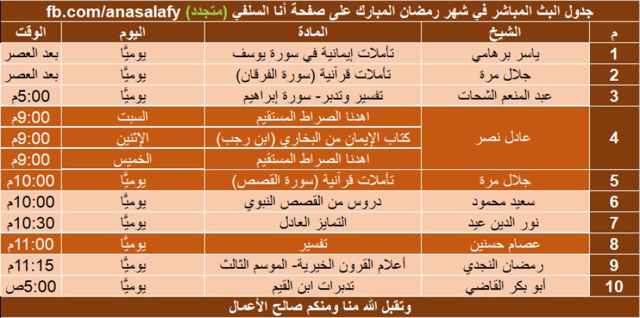(متجدد) جدول البث المباشر لشهر رمضان 1443هـ